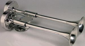  Deluxe Shorty Dual Trumpet Horn 16" - Stainless Steel Int/Exterior  (click for enlarged image)